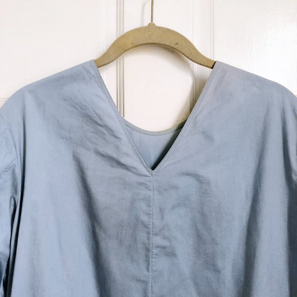 Marni Blue Dress Cotton Short Long Sleeves Ruffle V Neck Flowy Summer Costal 36 - Picture 5 of 10